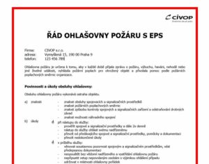 Obrázek znázorňuje úryvek z řádu ohlašovny požáru s EPS do CIVOPu.